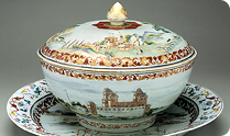 Covered punchbowl with platter, ca. 1745