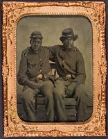 Two unidentified African American soldiers, between 1860-1870