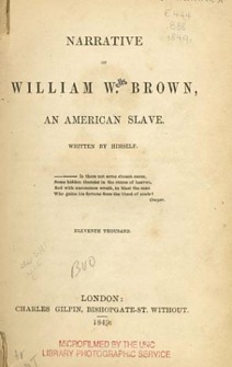 Click to enlarge. Title page, Narrative of William W. Brown.