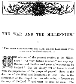 The War and the Millennium title page