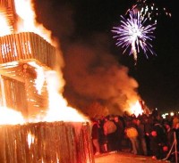 Annual Cajun-tradition Christmas Eve bonfires, Louisiana, 2001