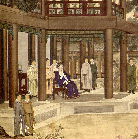 "Qianlong Viewing a Peacock Spreading its Tail" (detail), 1758