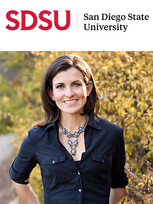 photo of Joanna Brooks and San Diego State University logo