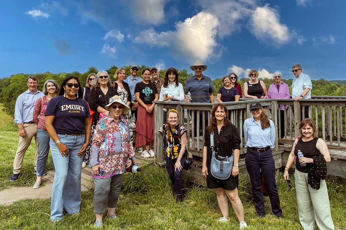 The Ocmulgee tour group pose for a group photo.